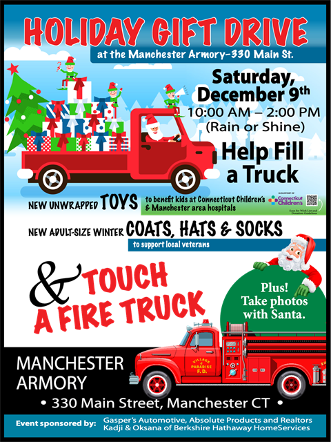 Holiday Gift Drive to benefit CT Children's Hospital Town of Manchester